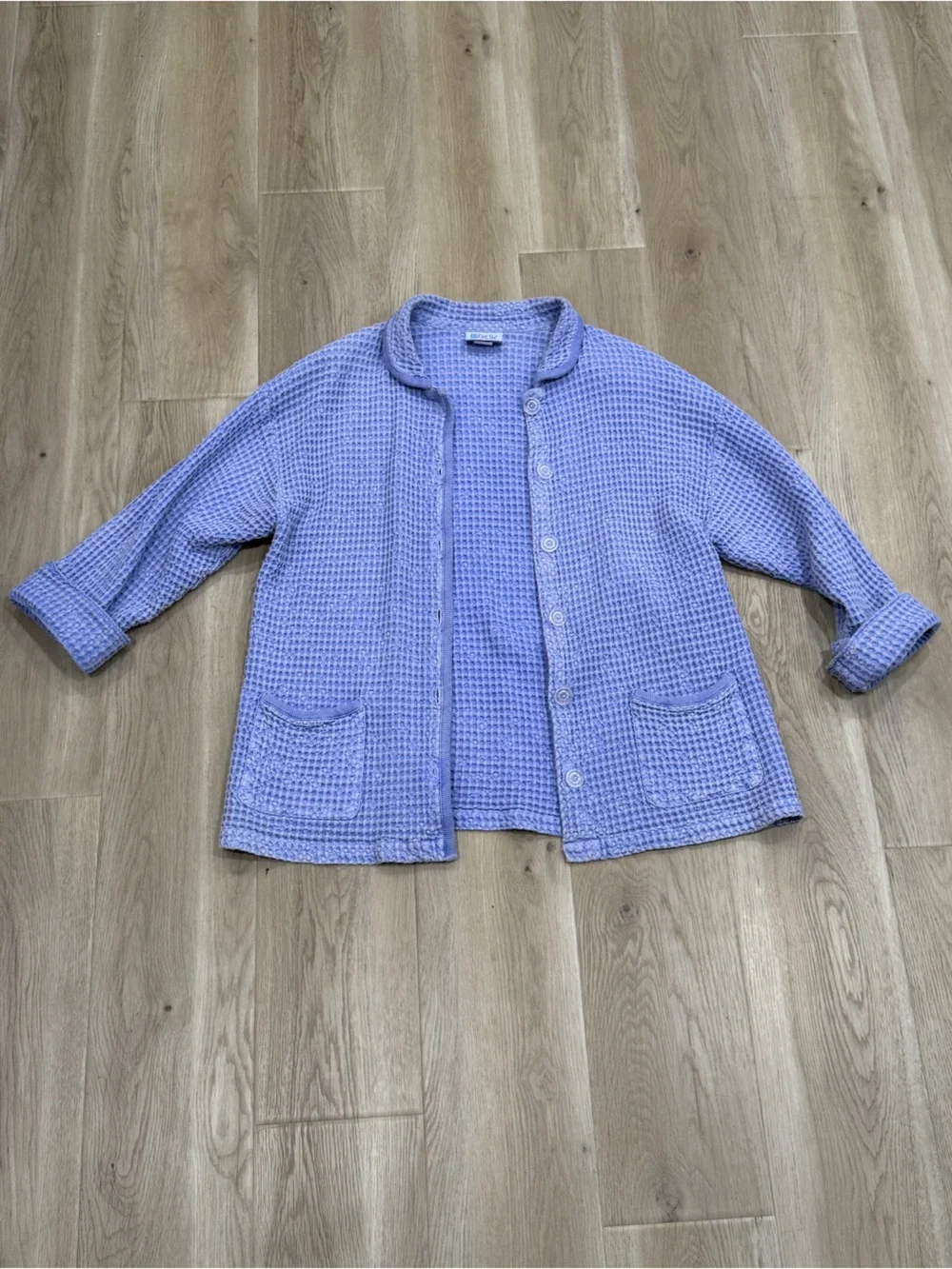 fresh produce Lavender Waffle-Knit Crewneck Cardigan